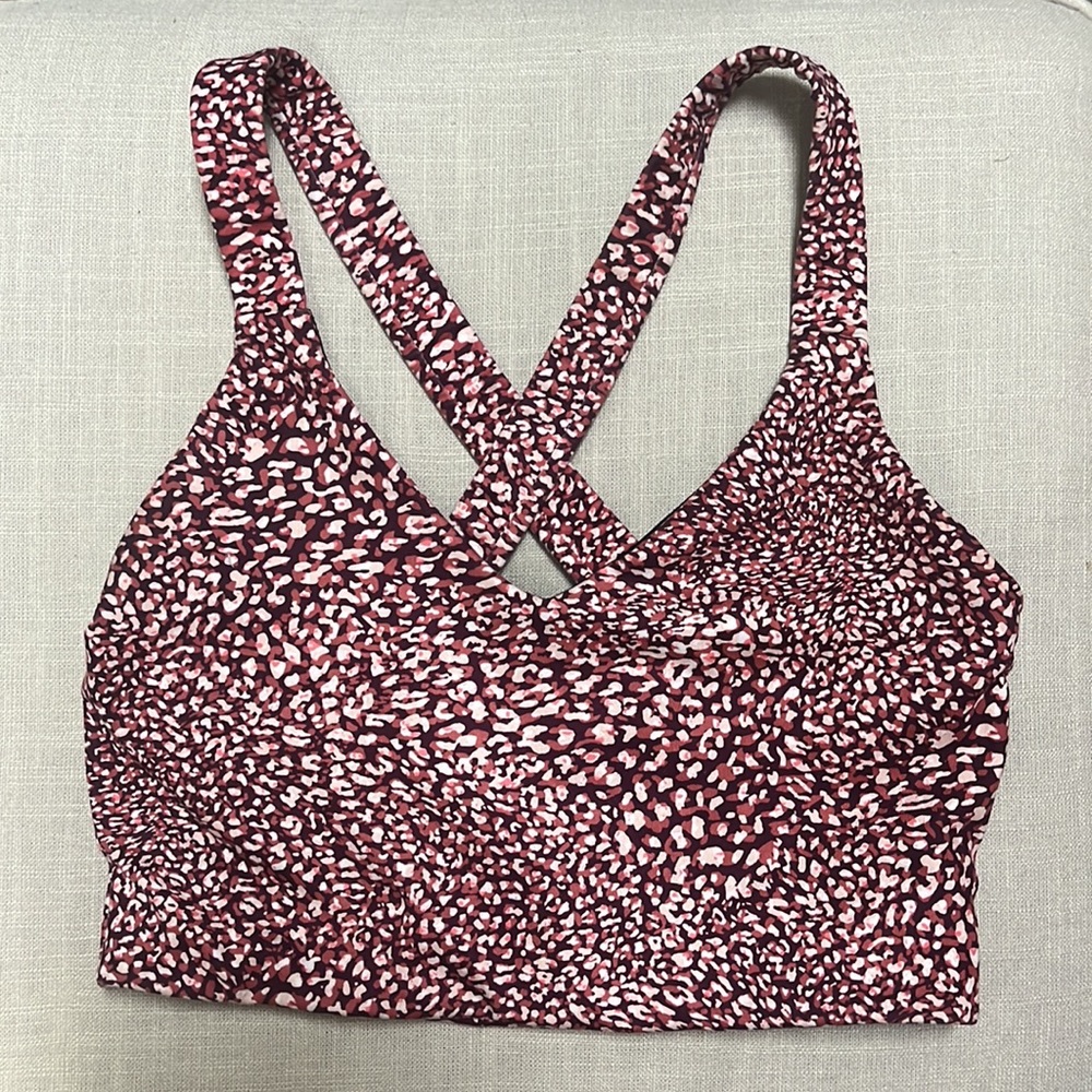 Size XS gap sports bra pink and purple pattern